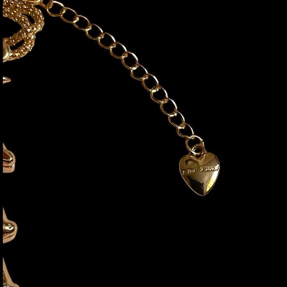 Betsey Johnson Christmas Tree Adj. Necklace Red Crystal Gold Chain BJ Charm - Picture 11 of 11